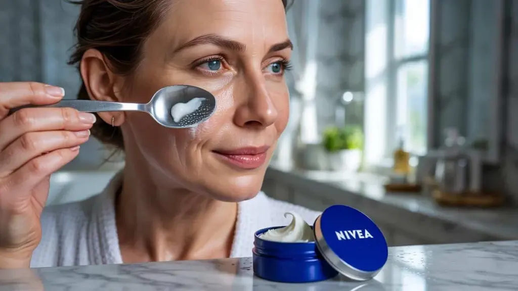Met slechts een lepel en Nivea-crème verdwijnen rimpels in enkele minuten